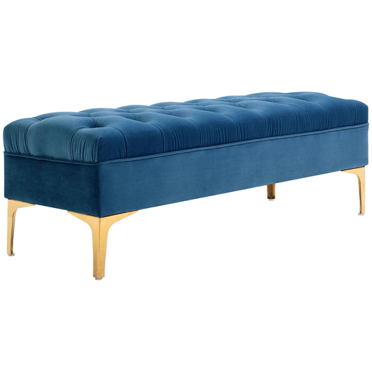 Tufted Upholstered End-of-Bed Bench - Blue