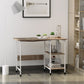 Folding Computer Desk with Storage Shelves, Study Writing Table Laptop Desk with 6 Wheels for Bedroom Home Office Workstation, Natural