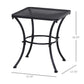 Square Outdoor Side Table, Metal Outdoor Patio Table, Garden Coffee Side Bistro Tables with Mesh Grid Top for Balcony, Porch, Backyard, 17.7" x 17.7" x 19.7", Black