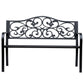 Garden Bench Outdoor Loveseat with Vintage Floral Pattern Cast Metal, 50" x 23.6" x 35", Black