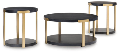 Shylore - Black / Brass Finish - Occasional Table Set (Set of 3) - Forward Furniture