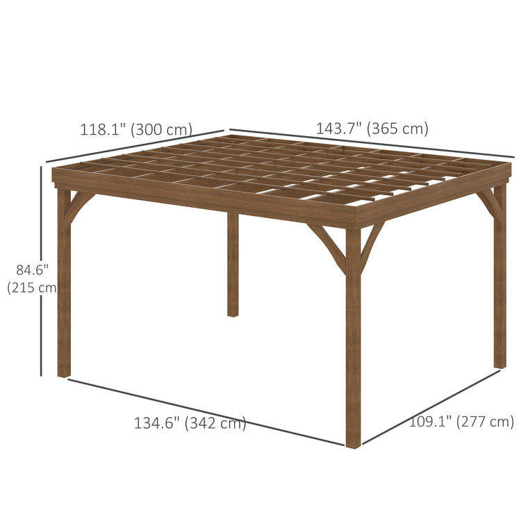 10' x 12' Brown Wood Pergola with Grape Trellis