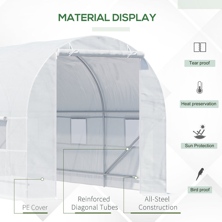 14.6' x 6.6' x 6.6' White Tunnel Greenhouse with Vent Window