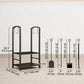 2-Tier Firewood Log Rack with 4 Tools, Fireplace Wood Storage Holder with Shovel, Broom, Poker, Tongs and Hooks, Black