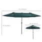 15ft Double-sided Patio Umbrella with Twin Canopy, Extra Large Outdoor Parasol with Crank for Pool, Deck, Market, Dark Green