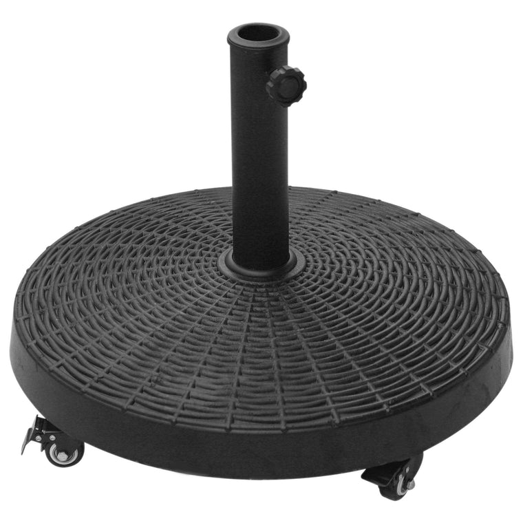 20.5" Black Resin Round Parasol Base with Wheels