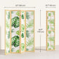 4 Panel Folding Privacy Screen, 67" Room Divider with Palm Leaf Design for Living Room Bedroom, Natural and Green