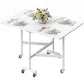 6-Seater Drop-Leaf Dining Table with Wheels - White