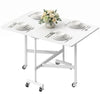 6-Seater Drop-Leaf Dining Table with Wheels - White