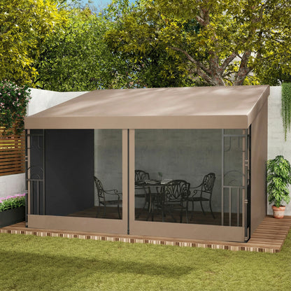 10' x 13' Wall Pergola with Curtains and Netting