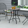 Mosaic Patio Table, Round Coffee Table with Metal Frame, Garden Furniture for Outdoor, Poolside, Black