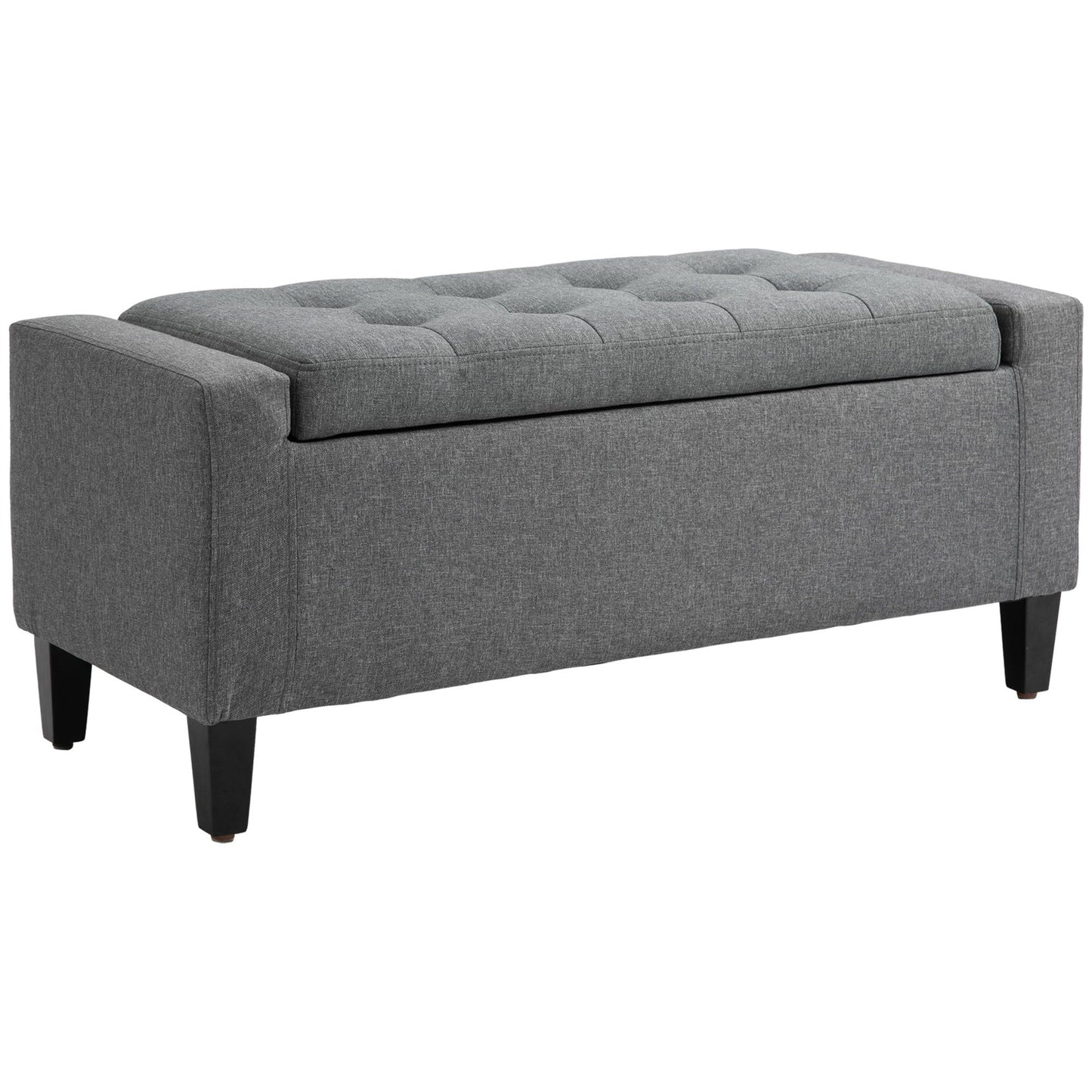 36" Tufted Storage Ottoman Bench - Grey