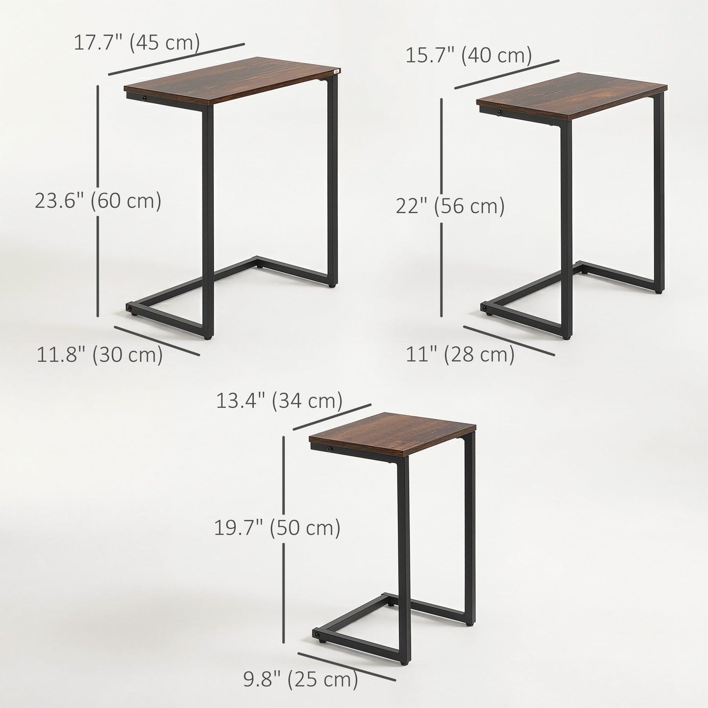 Nesting Coffee Table Set of 3 - Rustic Brown