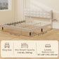 King Platform Bed Frame with Upholstered Headboard - Cream