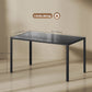 Rectangular Dining Table for 4 with Glass Top - Black