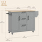 Rolling Kitchen Cart on Wheels with Drop Leaf, Kitchen Island with 3 Drawers, Solid Wood Top and Towel Rack, Grey