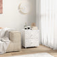 Mid-Century Bedside Table, Nightstand with 2 Drawers, Side End Table for Bedroom, White