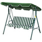 3-Seater Outdoor Porch Swing with Adjustable Canopy, Patio Swing Chair for Garden, Poolside, Backyard, Wine Red