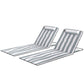 2 Pieces Beach Lounge Chair, Outdoor Folding Chaise Lounge Set w/ Pillow for Sunbath, Snap, Light Grey and White