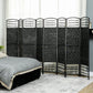 8 Panel Folding Room Divider, Portable Privacy Screen, Wave Fiber Room Partition for Home Office, Black