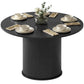Round Dining Table for 5, 47 Inch Kitchen Table with Fluted Pedestal Base, for Kitchen Living Room Dining Room, Black