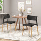 Set of 2 Durable Plastic Dining Chair with Beech Wood Legs, 19.5" L x 19" W x 31.5" H, Black