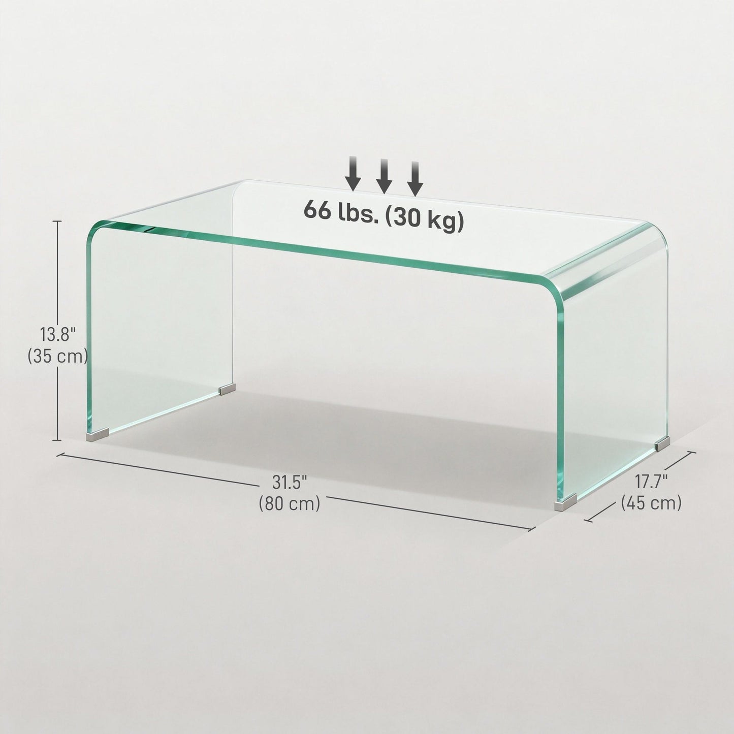 Rectangle Glass Coffee Table with Rounded Edges - Clear