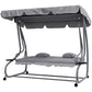 Outdoor 3-Seater Patio Swing Chair, Outdoor Swing Seat, with Adjustable Canopy and Two Pillows for Garden, Light Grey
