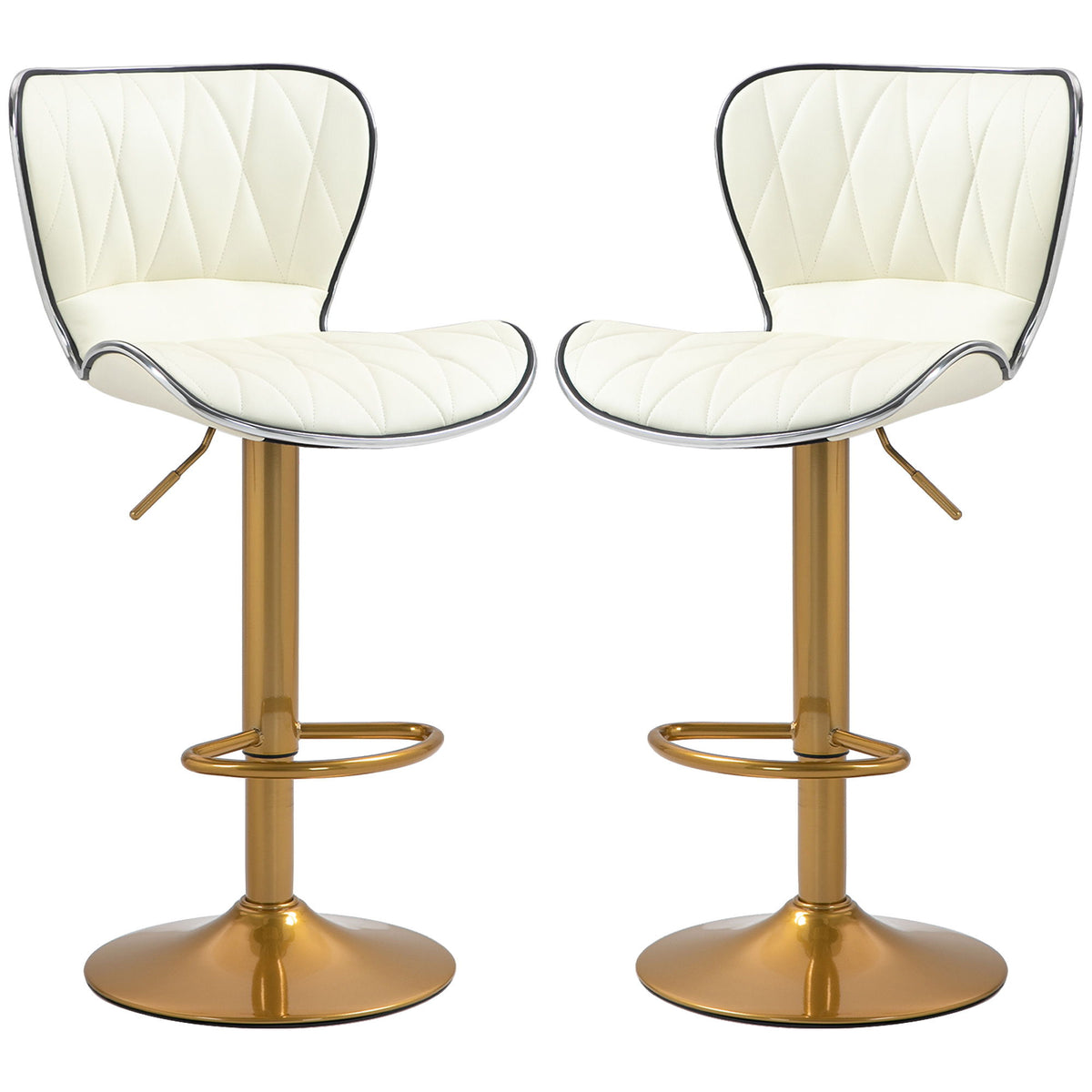 Counter Height Bar Stools Set of 2, Adjustable Height Bar Chairs with Swivel Seat, PU Leather Upholstery