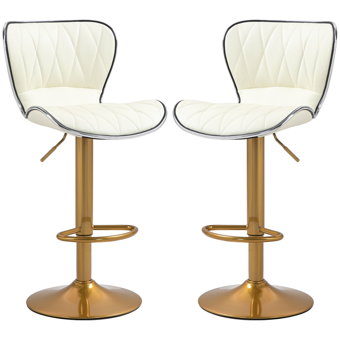 Counter Height Bar Stools Set of 2, Adjustable Height Bar Chairs with Swivel Seat, PU Leather Upholstery