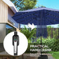 Double-sided Patio Umbrella with Base Included & 48 LED Lights 15ft Dark Blue