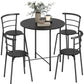 5 Piece Dining Table Set, Space Saving Round Dining Set for 4 with Metal Frame for Small Spaces, Black Wood Grain