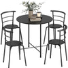 5-Piece Round Dining Set for 4 with Metal Frame - Black Wood Grain