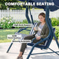 Outdoor Porch Swing with Adjustable Canopy, 3-Seater Patio Swing Chair with Cushion, Black