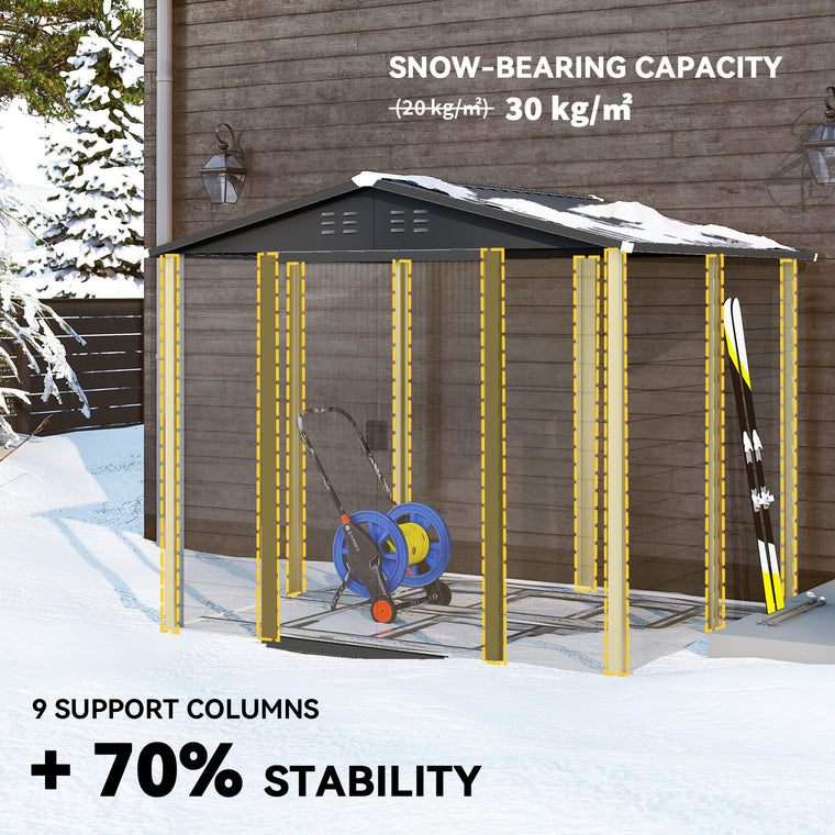 8' x 7' Galvanized Steel Tool Shed with Lockable Doors and Vents