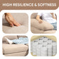 U Shape Couch with Double Chaise Lounge, Modern 4 Seater Sofa with Wooden Legs, Fabric Sofa for Living Room, Beige