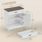 Buffet Cabinet, 32" Farmhouse Sideboard with Thick Top, Quiet Drawer and Adjustable Shelf, White Wood Grain
