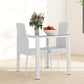 3-Piece Rectangular Glass Kitchen Table and Chairs with Metal Frame and Faux Leather Upholstery for Dining Room, White