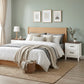 Farmhouse Nightstand Set of 2, Bedside Tables with 2 Drawers, Wood-Effect Top, White