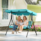 3-Seater Outdoor Porch Swing with Adjustable Canopy, Patio Swing Chair for Garden, Poolside, Backyard, Grey and White