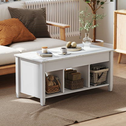 41" Lift Top Coffee Table with Hidden Storage - White
