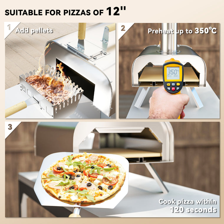 Portable Wood Pellet Pizza Oven with Stone & Peel