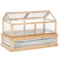 Raised Garden Flower Bed Kit with Greenhouse, Wooden Cold Frame Planter with Open Roofs, 48" x 24" x 32", Natural