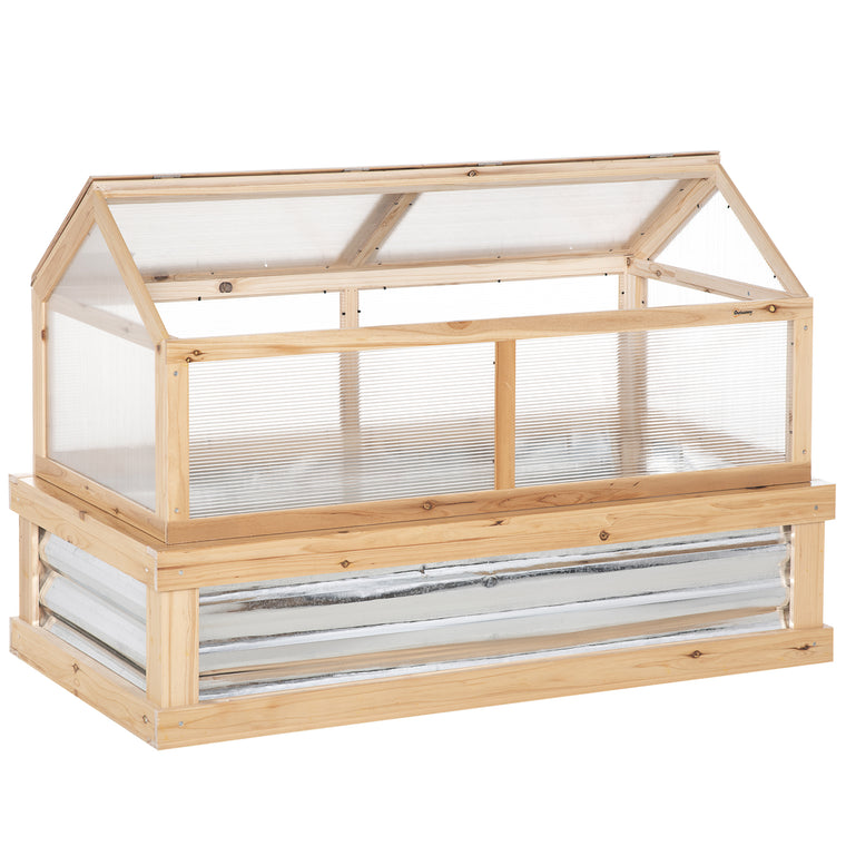 48" x 24" x 32" Natural Wood Garden Bed with Greenhouse