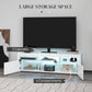 Modern TV Stand with Storage and LED Lights for TVs up to 55", TV Cabinet with Open Compartments, High Gloss White