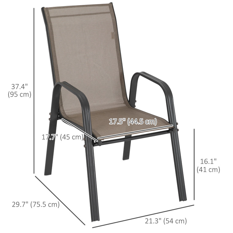 Heavy-Duty Stackable Dining Chairs with Armrests, Set of 4