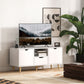 TV Stand with Storage for up to 50" TV, Modern TV Table with Open Shelf, Drawer and 2 Cabinets, White