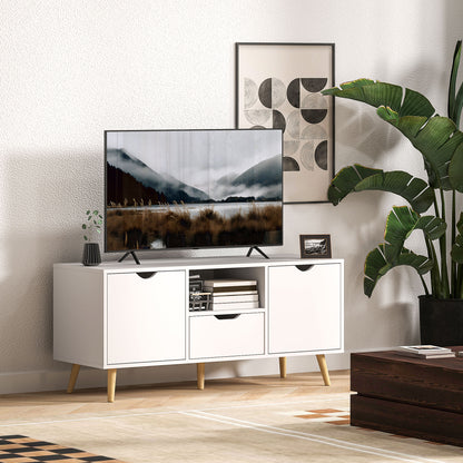 TV Stand with Drawer & 2 Cabinets, Up to 50" - White