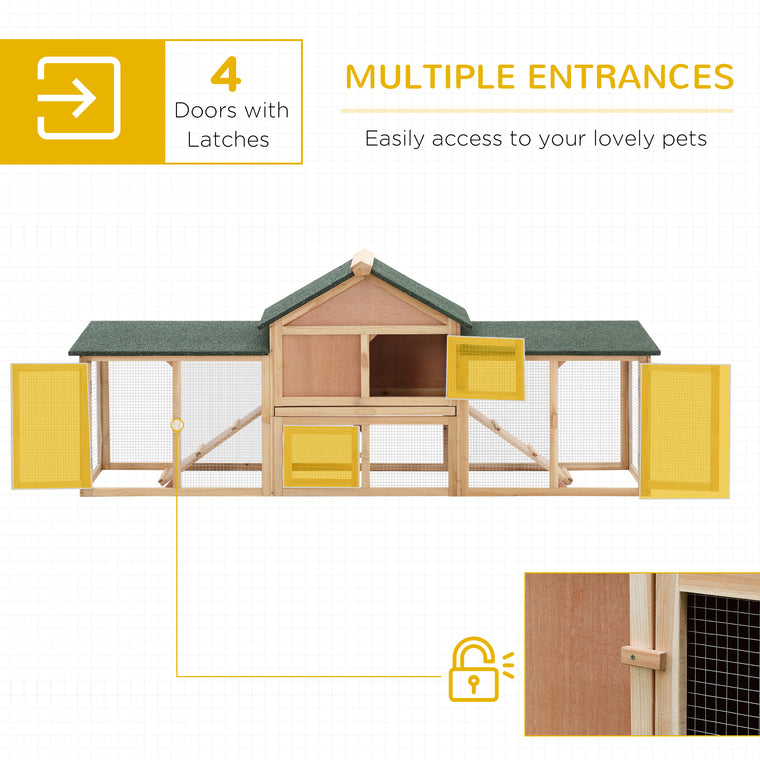 83"x18"x33" Natural Wood Rabbit Hutch with Double Runs