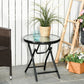 Φ18" Round Patio Table, Folding Coffee Table with Tempered Glass Tabletop for Patio, Balcony, Backyard